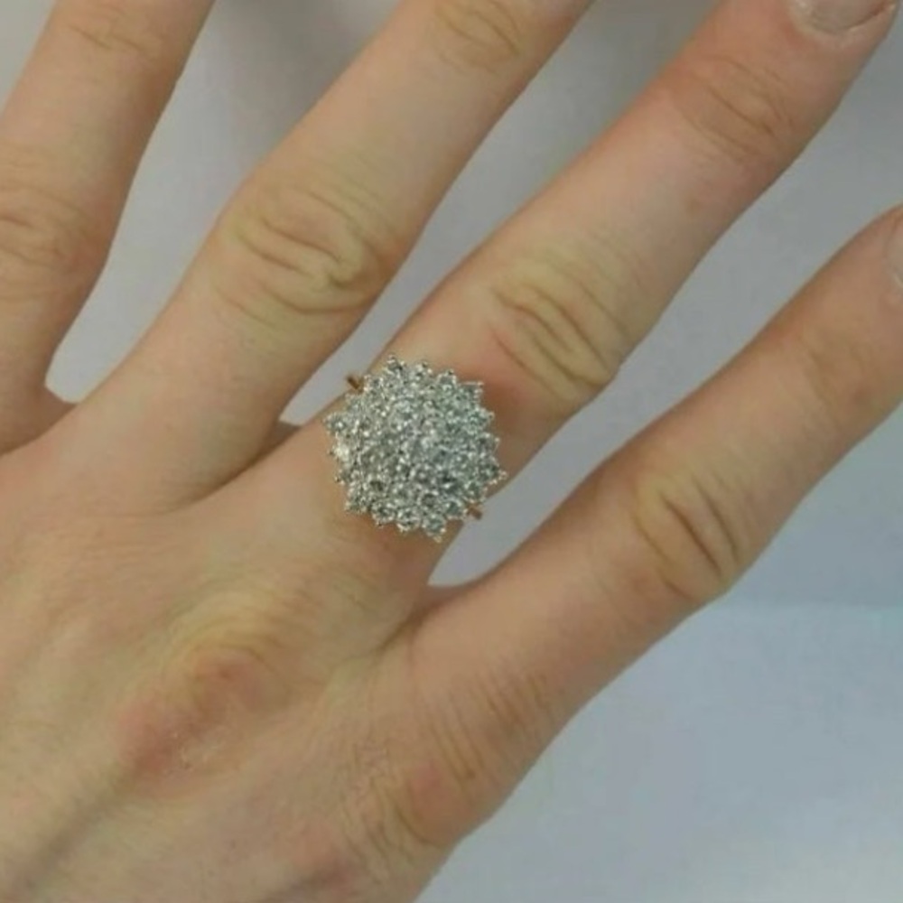 14KT Yellow Gold 3CT Halo Diamond Cluster Engagement Wedding Ring - Picture 3 of 10